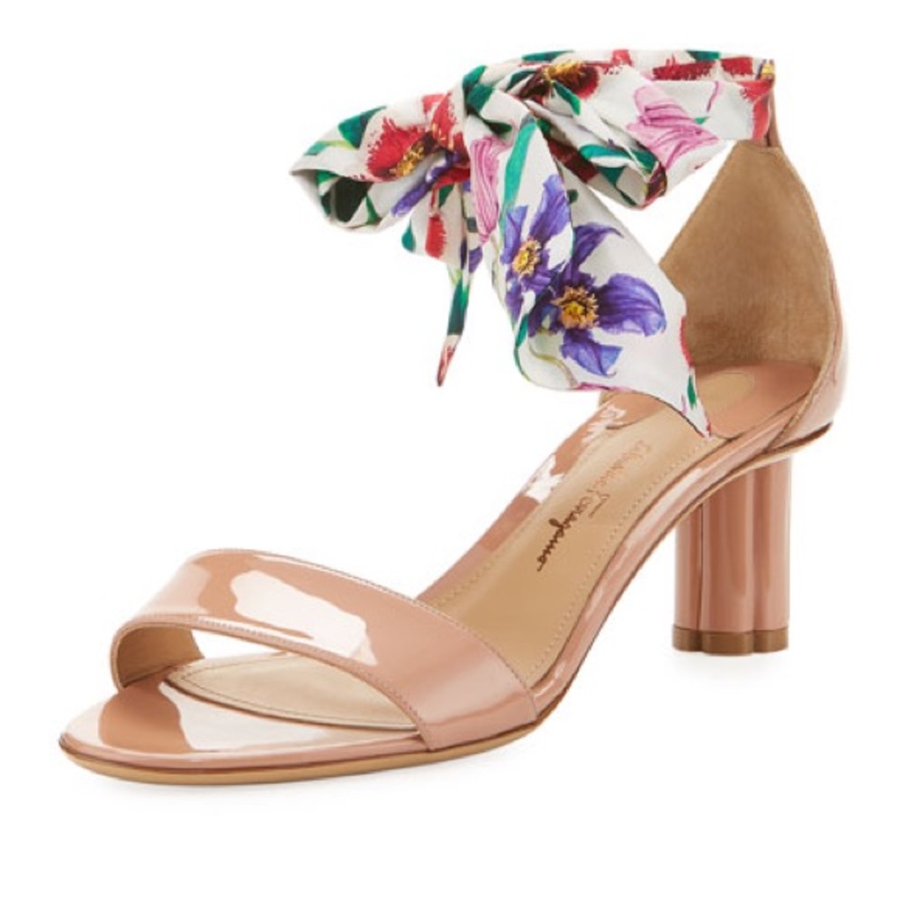 Authentic Salvatore Ferragamo Nude Kitten flower heels (brand new)